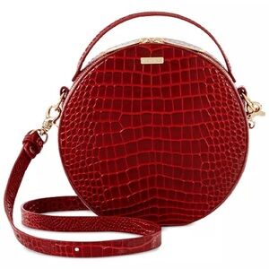 BRAHMIN Lane Round Canteen Crossbody Bag Red Glissandro Leather